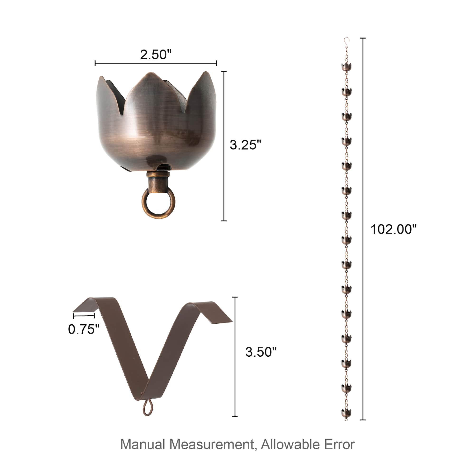 Glitzhome® 8.5ft. Faux Copper Lotus Shaped Rain Chain
